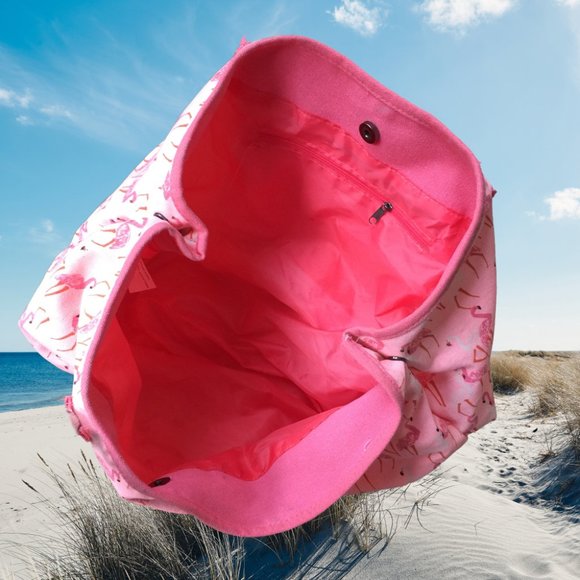 SOLD   Pink Flamingo Tote Bag with Rope Handles D - Picture 2 of 2